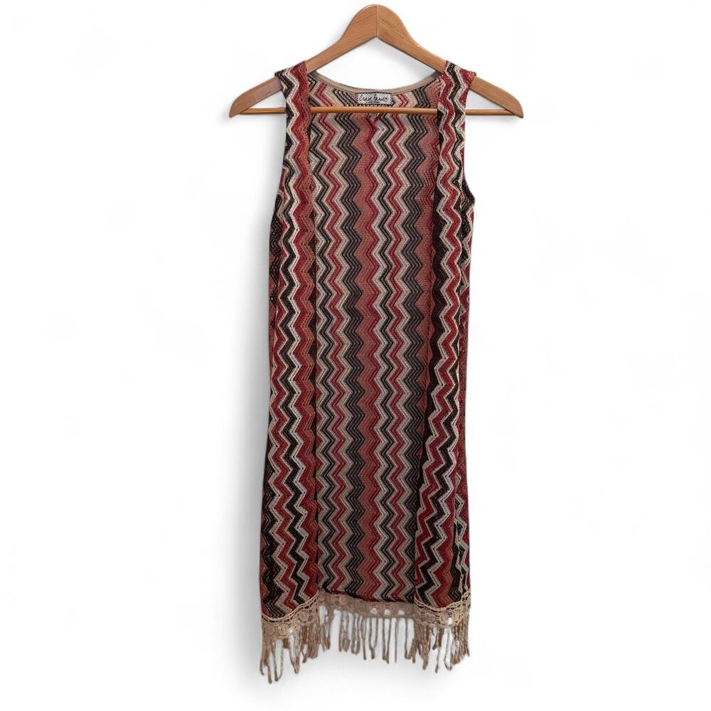 Crave Fame by Almost Famous Crochet Vest Womens Size S Gypsy Hippie Duster Boho